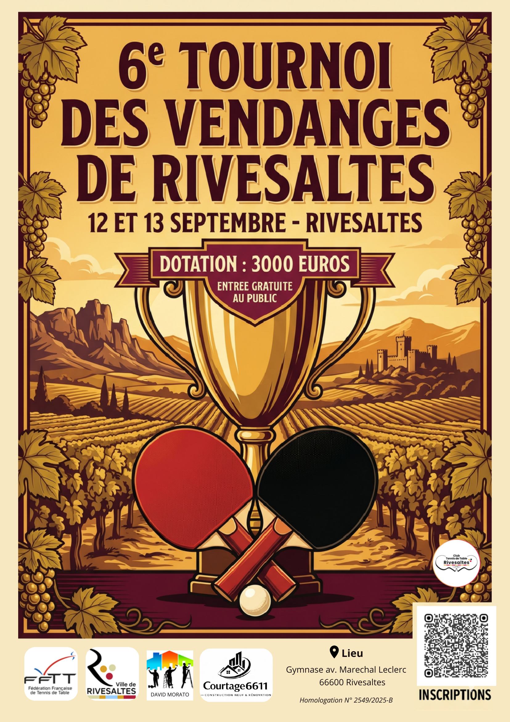Affiche du 6e Tournoi des Vendanges de Rivesaltes